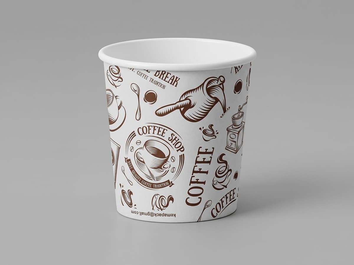 Papierbecher 2.5 oz, bedruckt mit Kaffeemotiven